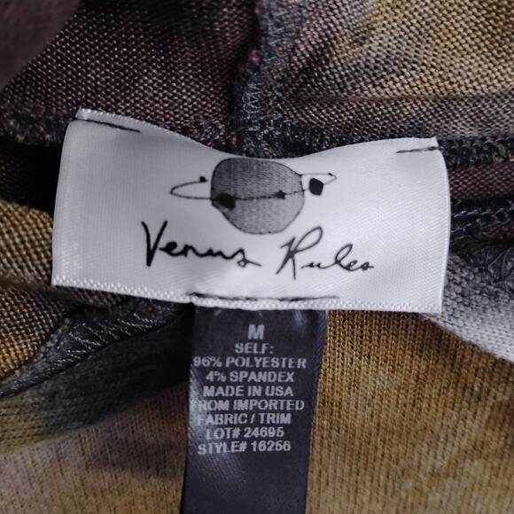 Venus Rules Hoodie Size Medium Earthy Tones Tie Dye Long Sleeve Lightweight - Picture 4 of 6